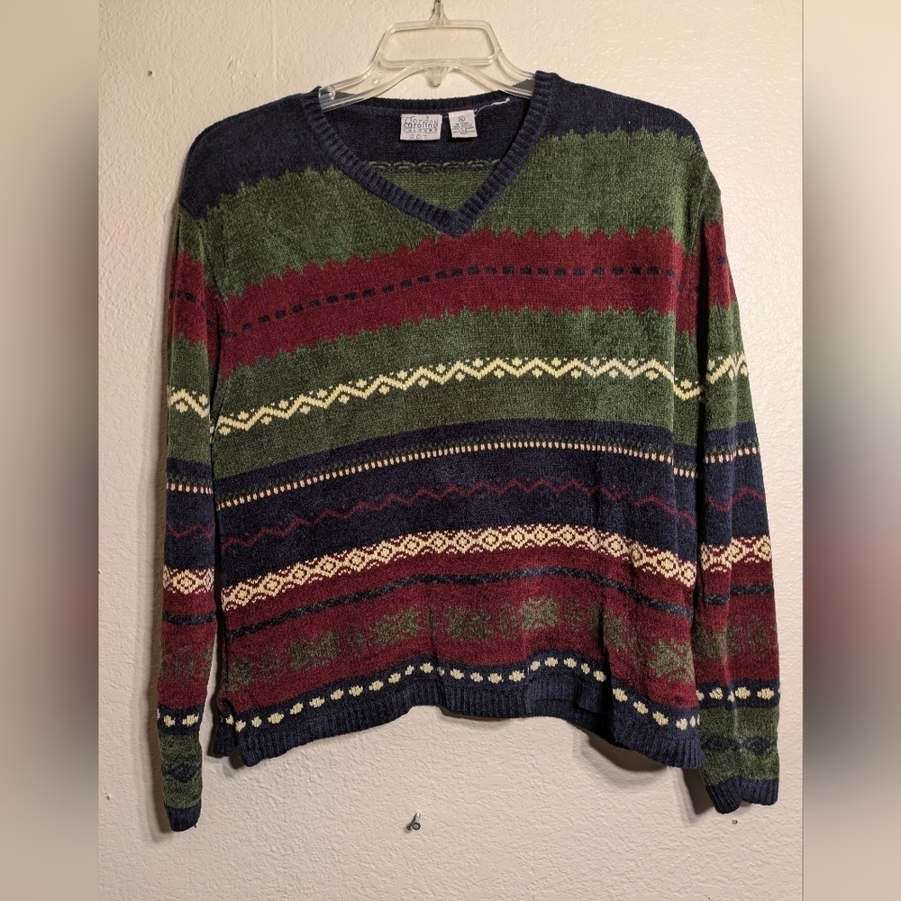 Carolina Colours Multicolor V-Neck Womans Sweater Size Xl Pre-owned